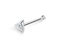 Triangle with Stone Silver Bone Nose Stud NSKD-553 